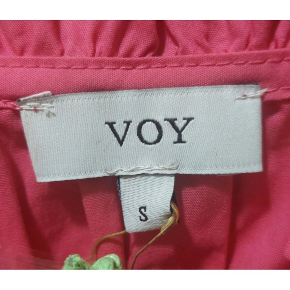 NWT Voy Pink Tiered Ruffle Mini Dress Short Sleeves Smocked Detail Size Small - Picture 3 of 8